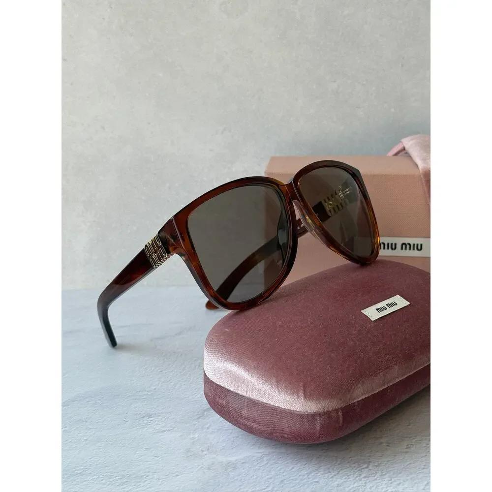 NEW Miu Miu MU A08S Striped Tobacco Oversized Sunglasses $578